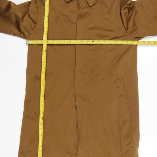 Zara Man Brown Mid-Length Overcoat Men's M 40in Polyester
