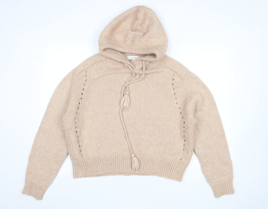 Marks and Spencer Per Una Women Beige Hooded Knit Jumper Size M