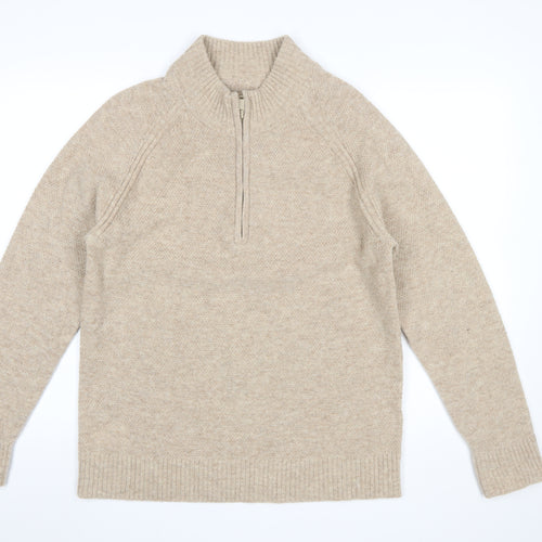 Country Road Men’s Beige Wool Half Zip Jumper Size M