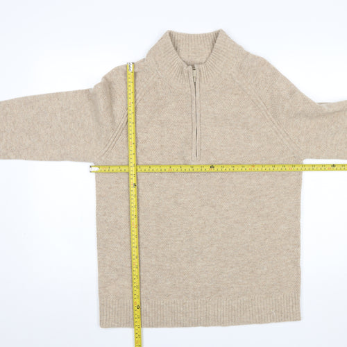 Country Road Men’s Beige Wool Half Zip Jumper Size M