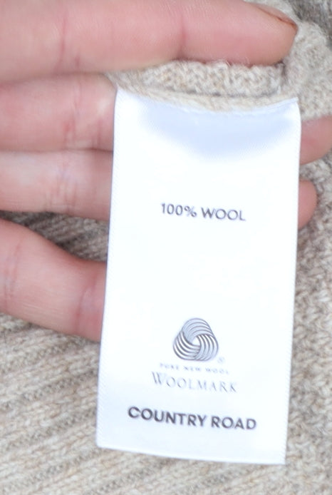 Country Road Men’s Beige Wool Half Zip Jumper Size M