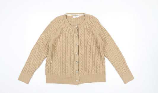 Cotton Traders Women’s Beige Cable Knit Cardigan Size 20