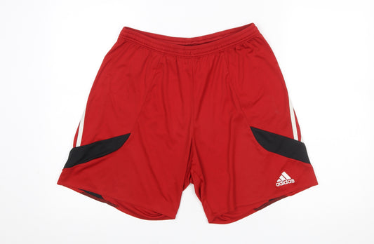 Adidas Men's Red Athletic Gym Shorts Size L Lightweight