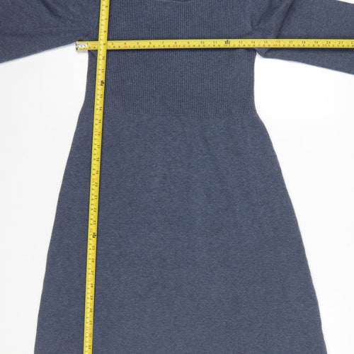 Fat Face Women's Blue Size 12 Knit Jumper Dress Long Sleeve Cotton