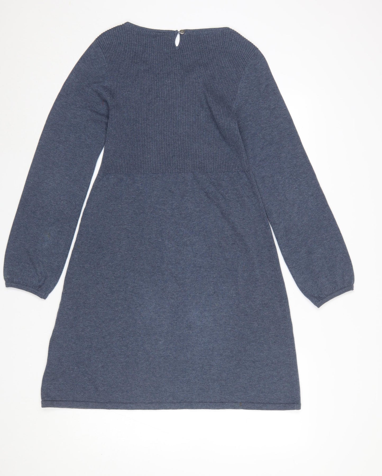 Fat Face Women's Blue Size 12 Knit Jumper Dress Long Sleeve Cotton