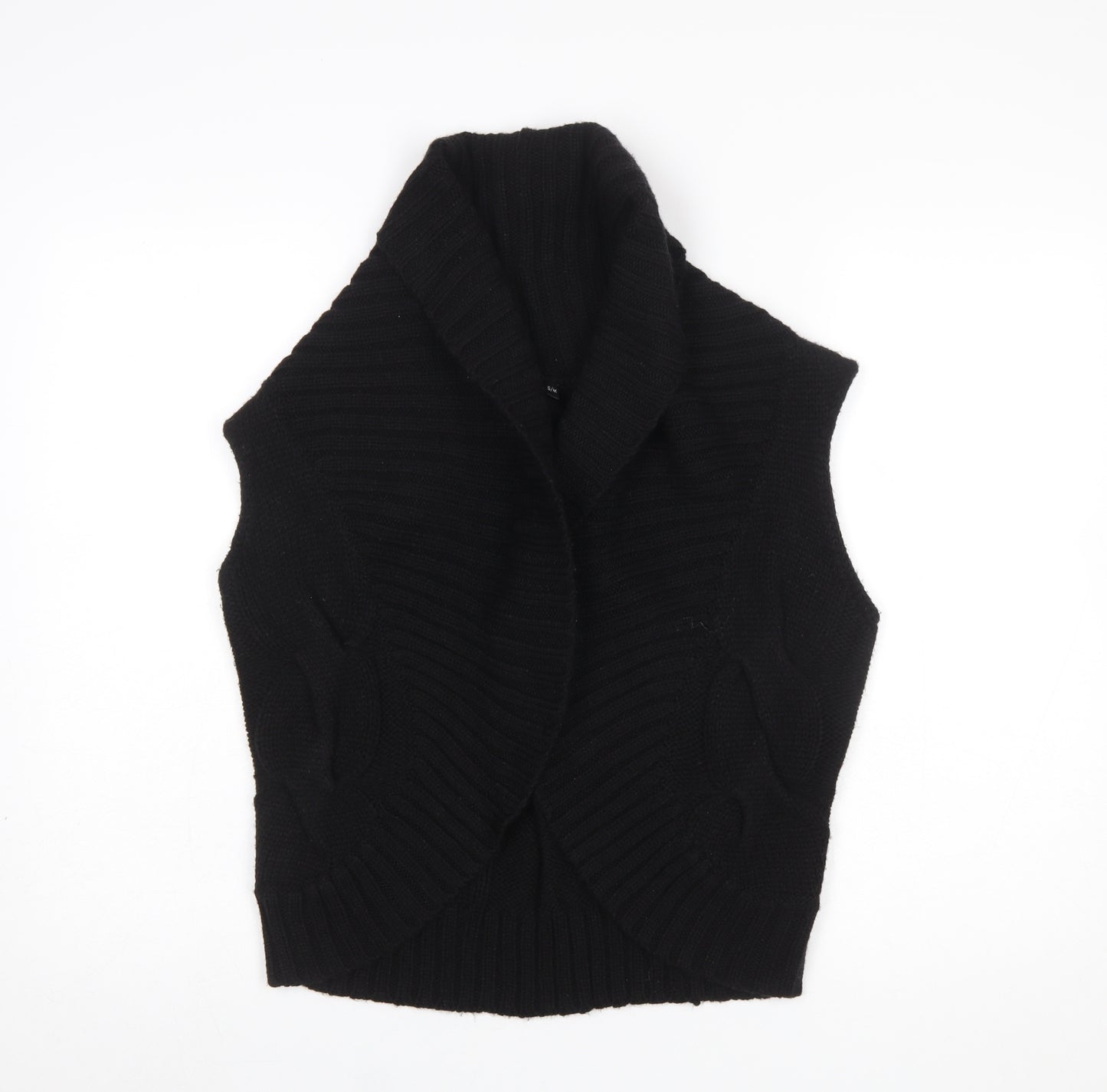 Marks and Spencer Womens Black Knit Sleeveless Cable Vest S