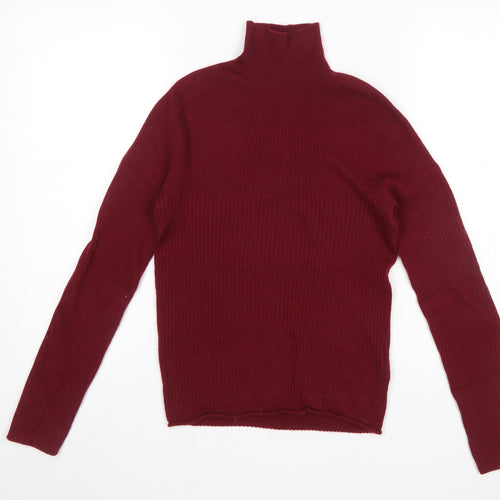 Uniqlo Women Red Wool Roll Neck Long Sleeve Jumper XS