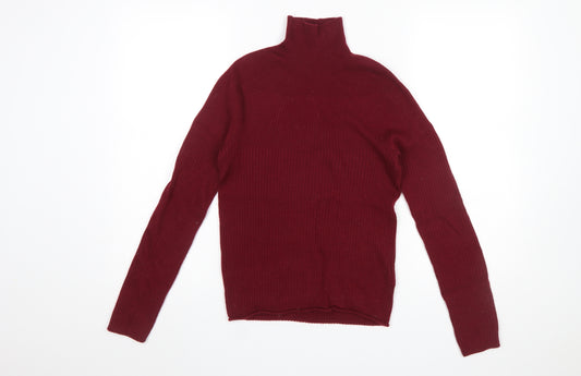 Uniqlo Women Red Wool Roll Neck Long Sleeve Jumper XS