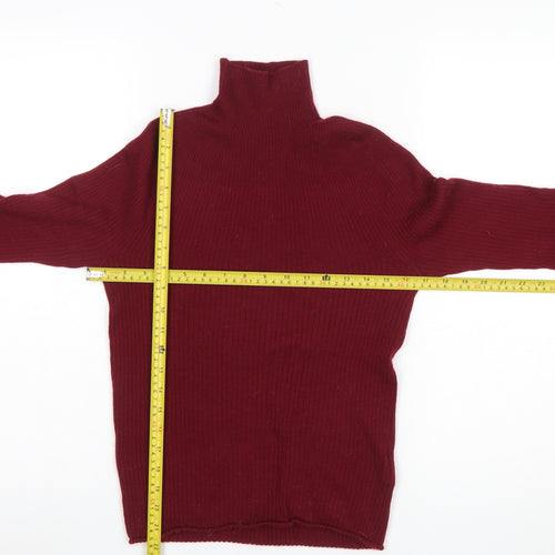 Uniqlo Women Red Wool Roll Neck Long Sleeve Jumper XS