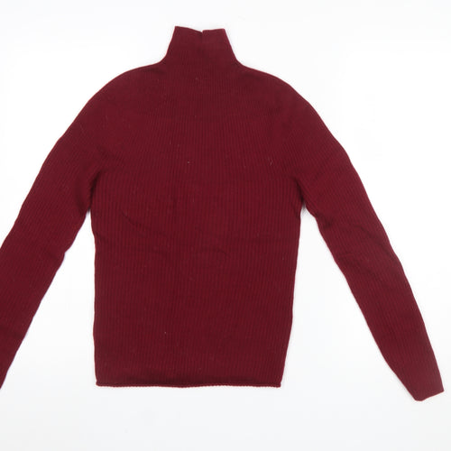 Uniqlo Women Red Wool Roll Neck Long Sleeve Jumper XS