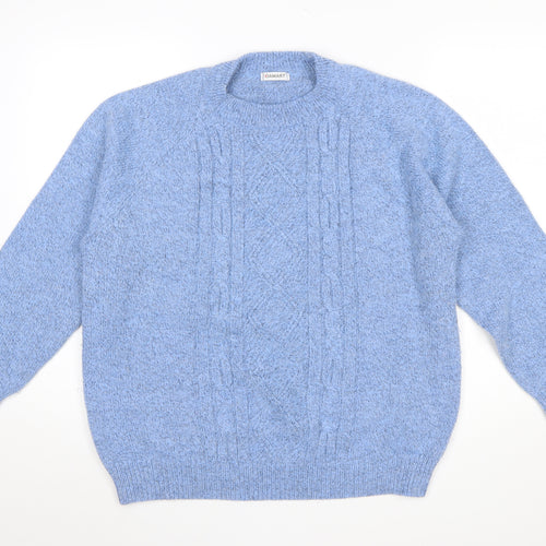 Damart Women's Blue Cable Knit Crew Neck Jumper L