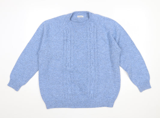 Damart Women's Blue Cable Knit Crew Neck Jumper L