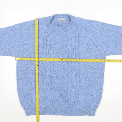 Damart Women's Blue Cable Knit Crew Neck Jumper L