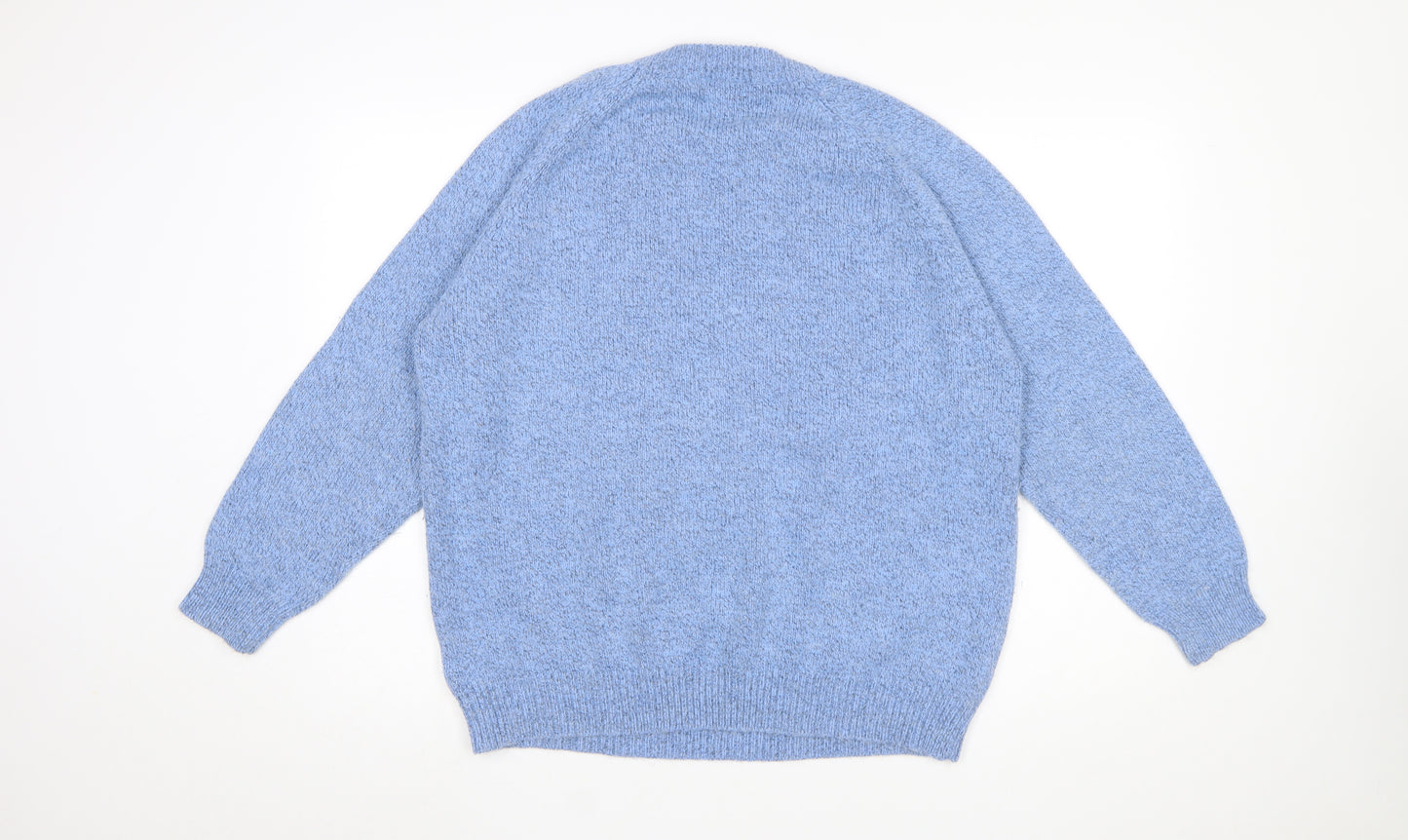 Damart Women's Blue Cable Knit Crew Neck Jumper L