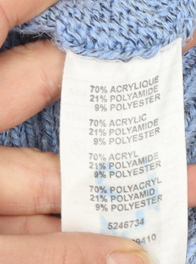 Damart Women's Blue Cable Knit Crew Neck Jumper L