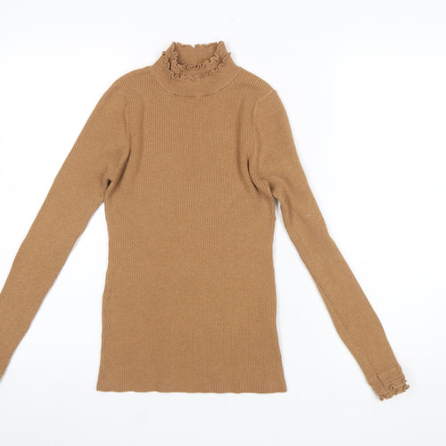 River Island Women’s Beige Roll Neck Ribbed Jumper Size 12