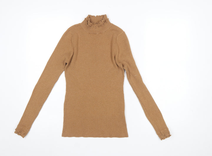 River Island Women’s Beige Roll Neck Ribbed Jumper Size 12