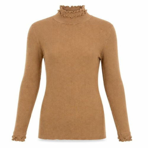 River Island Women’s Beige Roll Neck Ribbed Jumper Size 12