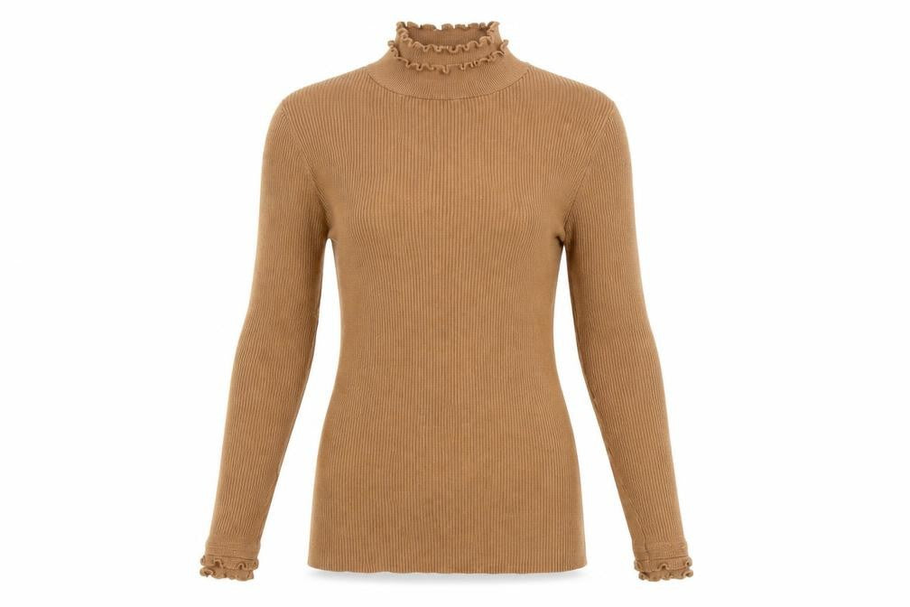 River Island Women’s Beige Roll Neck Ribbed Jumper Size 12