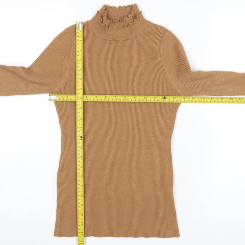 River Island Women’s Beige Roll Neck Ribbed Jumper Size 12