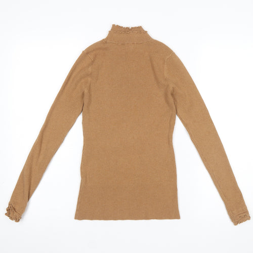River Island Women’s Beige Roll Neck Ribbed Jumper Size 12