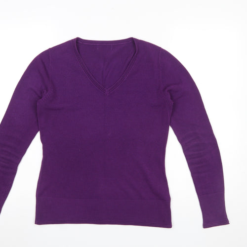 Marks and Spencer Women’s Purple V-Neck Acrylic Jumper Size 10