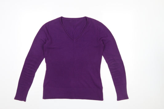 Marks and Spencer Women’s Purple V-Neck Acrylic Jumper Size 10