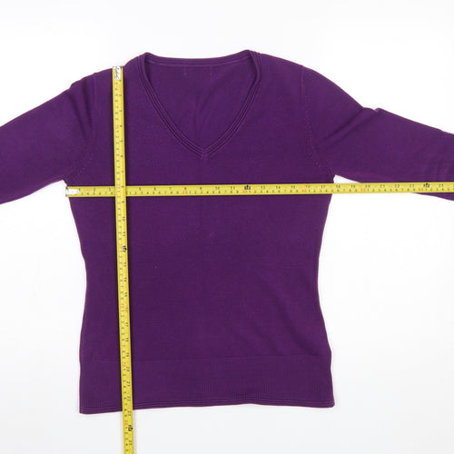 Marks and Spencer Women’s Purple V-Neck Acrylic Jumper Size 10
