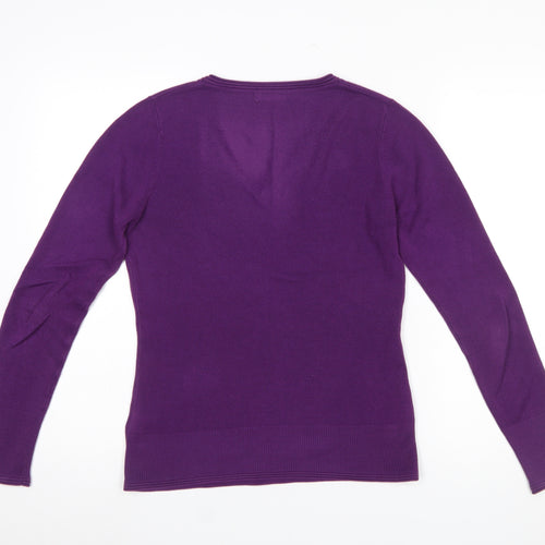 Marks and Spencer Women’s Purple V-Neck Acrylic Jumper Size 10