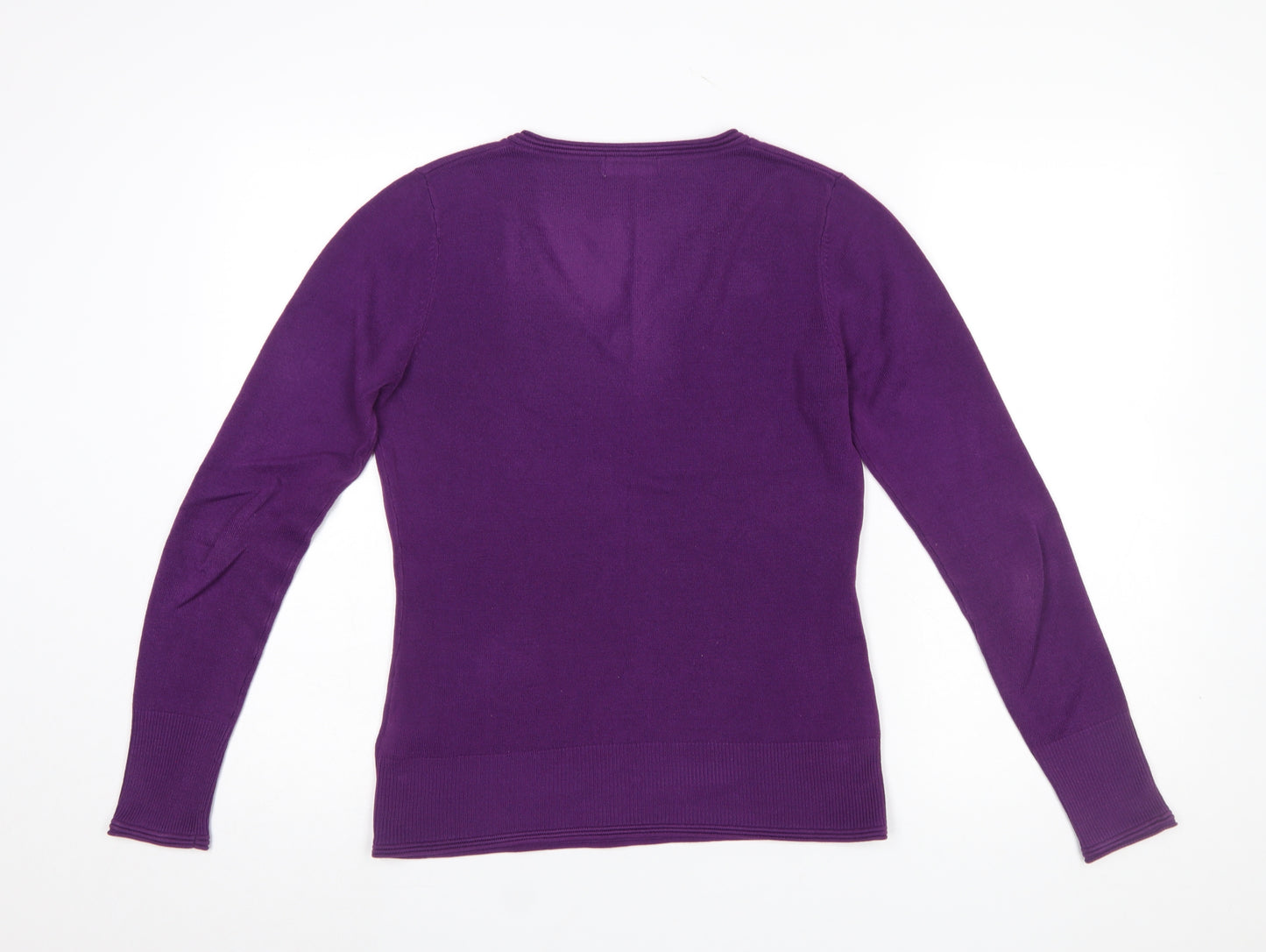 Marks and Spencer Women’s Purple V-Neck Acrylic Jumper Size 10