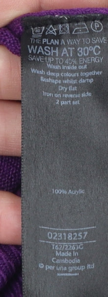 Marks and Spencer Women’s Purple V-Neck Acrylic Jumper Size 10