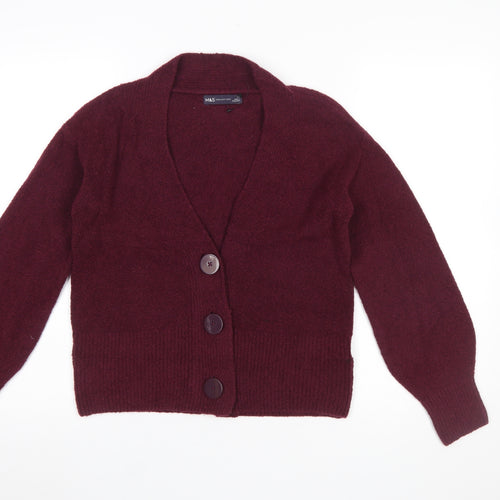 Marks and Spencer Women's Red XS V-Neck Buttoned Cardigan