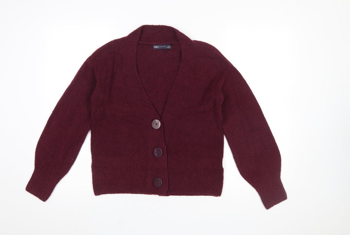 Marks and Spencer Women's Red XS V-Neck Buttoned Cardigan