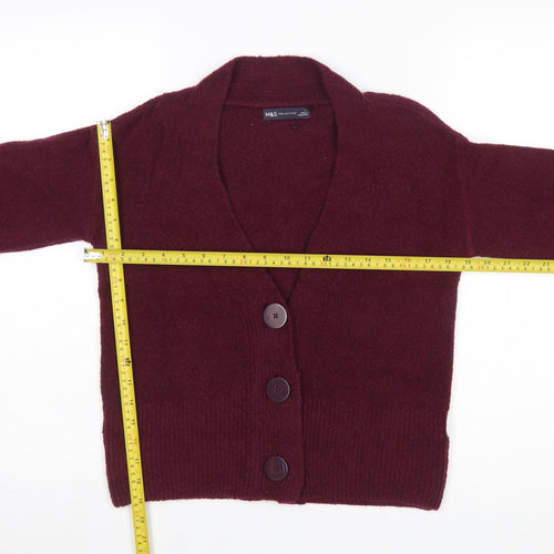 Marks and Spencer Women's Red XS V-Neck Buttoned Cardigan