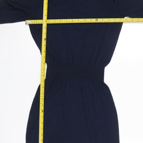 H&M Women Blue S Knit Jumper Dress Long Sleeve Crew Neck