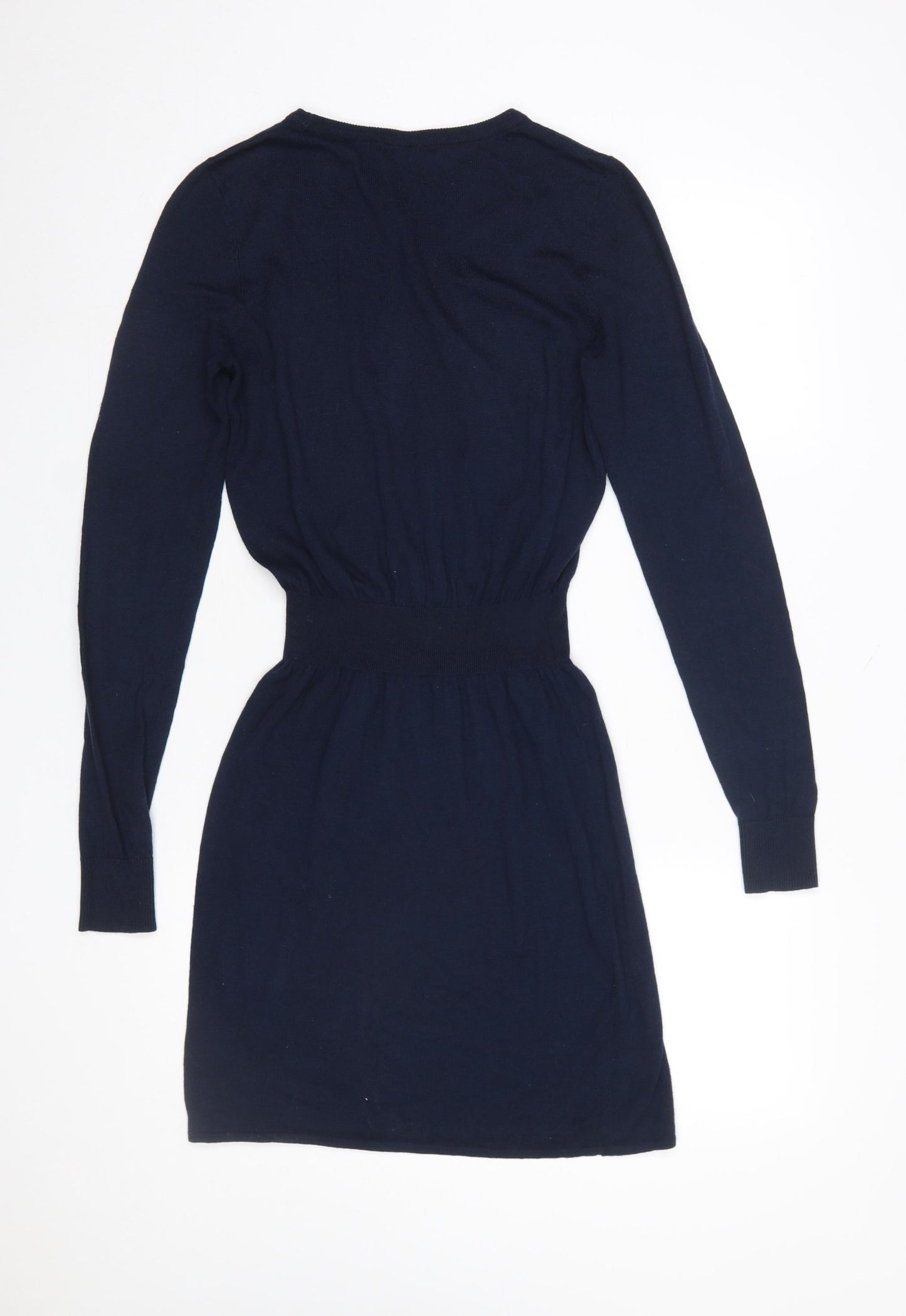 H&M Women Blue S Knit Jumper Dress Long Sleeve Crew Neck