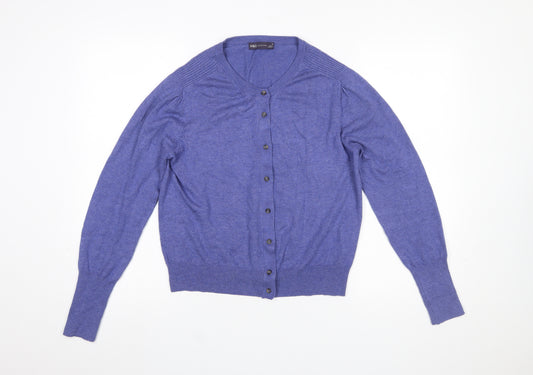 Marks and Spencer Women's Blue V-Neck Long Sleeve Cardigan Size 12