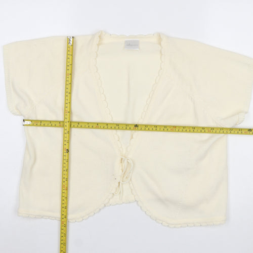 Being Casual Women's Ivory Short Sleeve V-Neck Cardigan Size 20