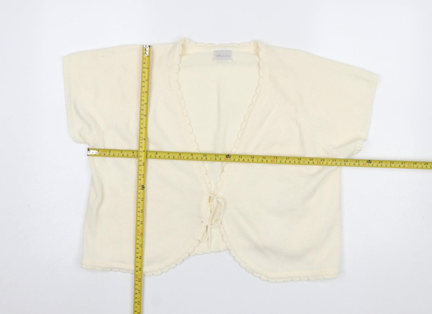 Being Casual Women's Ivory Short Sleeve V-Neck Cardigan Size 20