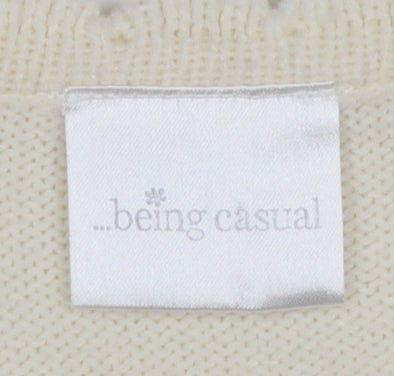 Being Casual Women's Ivory Short Sleeve V-Neck Cardigan Size 20