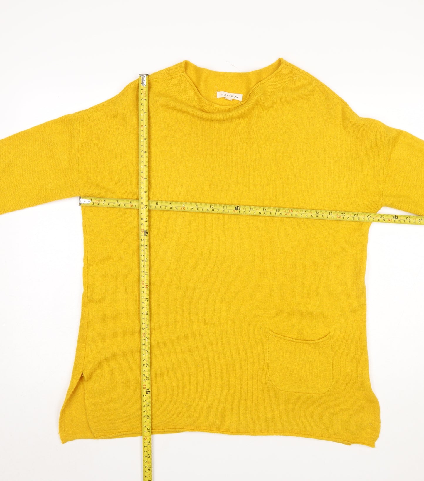 Monsoon Womens Yellow Knit Long Sleeve Crew Neck Pullover Jumper M