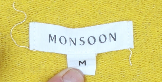 Monsoon Womens Yellow Knit Long Sleeve Crew Neck Pullover Jumper M