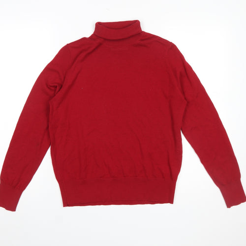 Marks and Spencer Women's Red Roll Neck Merino Wool Jumper Size 12
