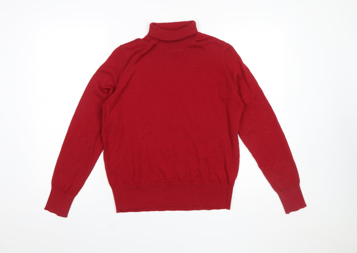 Marks and Spencer Women's Red Roll Neck Merino Wool Jumper Size 12