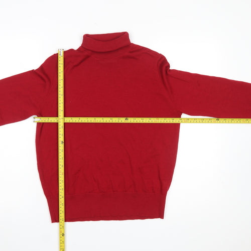 Marks and Spencer Women's Red Roll Neck Merino Wool Jumper Size 12