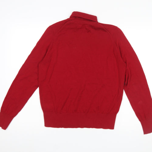 Marks and Spencer Women's Red Roll Neck Merino Wool Jumper Size 12