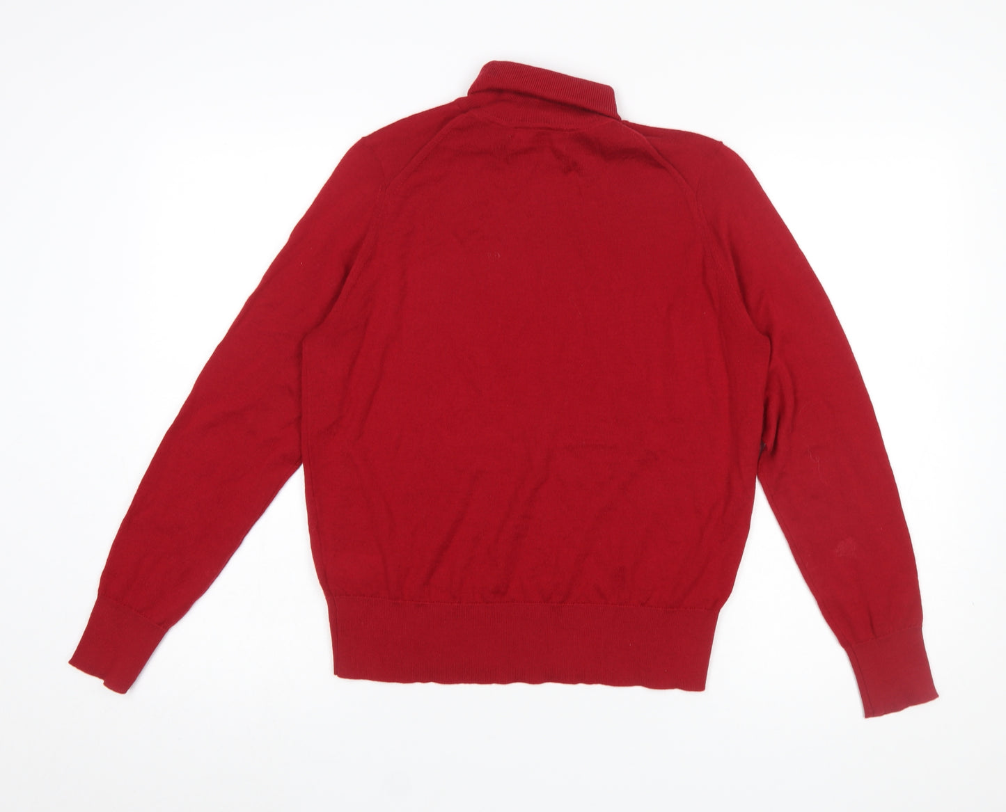 Marks and Spencer Women's Red Roll Neck Merino Wool Jumper Size 12