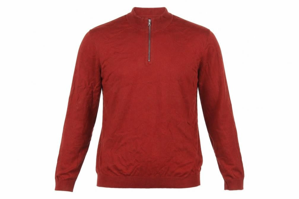Front view of Marks & Spencer Men's Red 1/2 Zip Cotton Jumper, size L