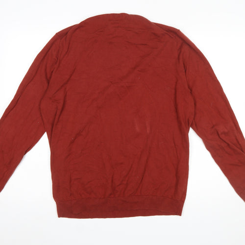 Marks and Spencer Men's Red 1/2 Zip Cotton Jumper Size L