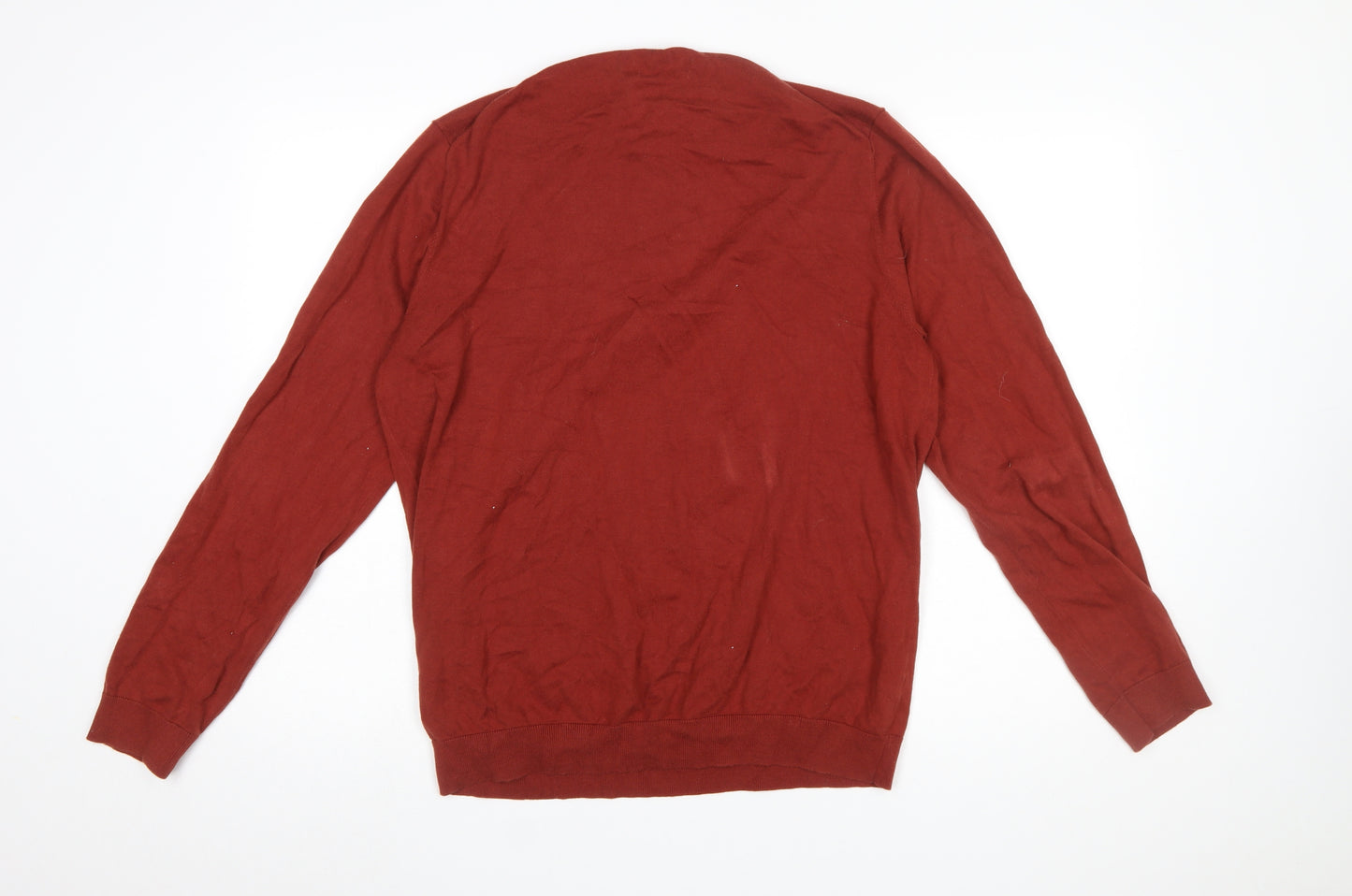 Marks and Spencer Men's Red 1/2 Zip Cotton Jumper Size L